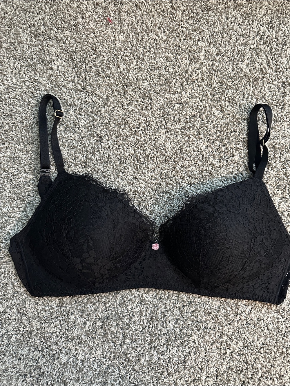 Victoria's Secret Black Lace Push-Up Bra 38C